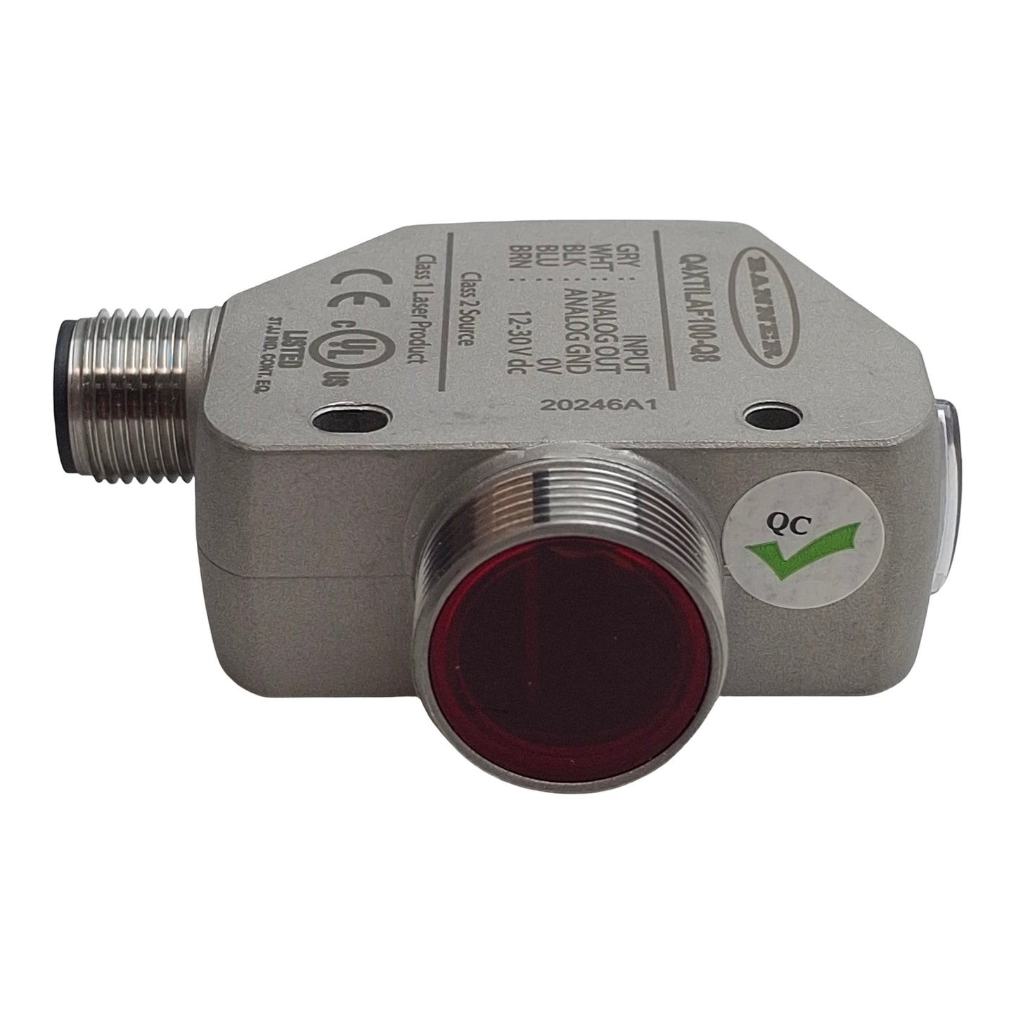 Used Banner Q4XTILAF100-Q8 Photoelectric Sensor, 100mm Range, 12-30VDC, 5-Pin M12