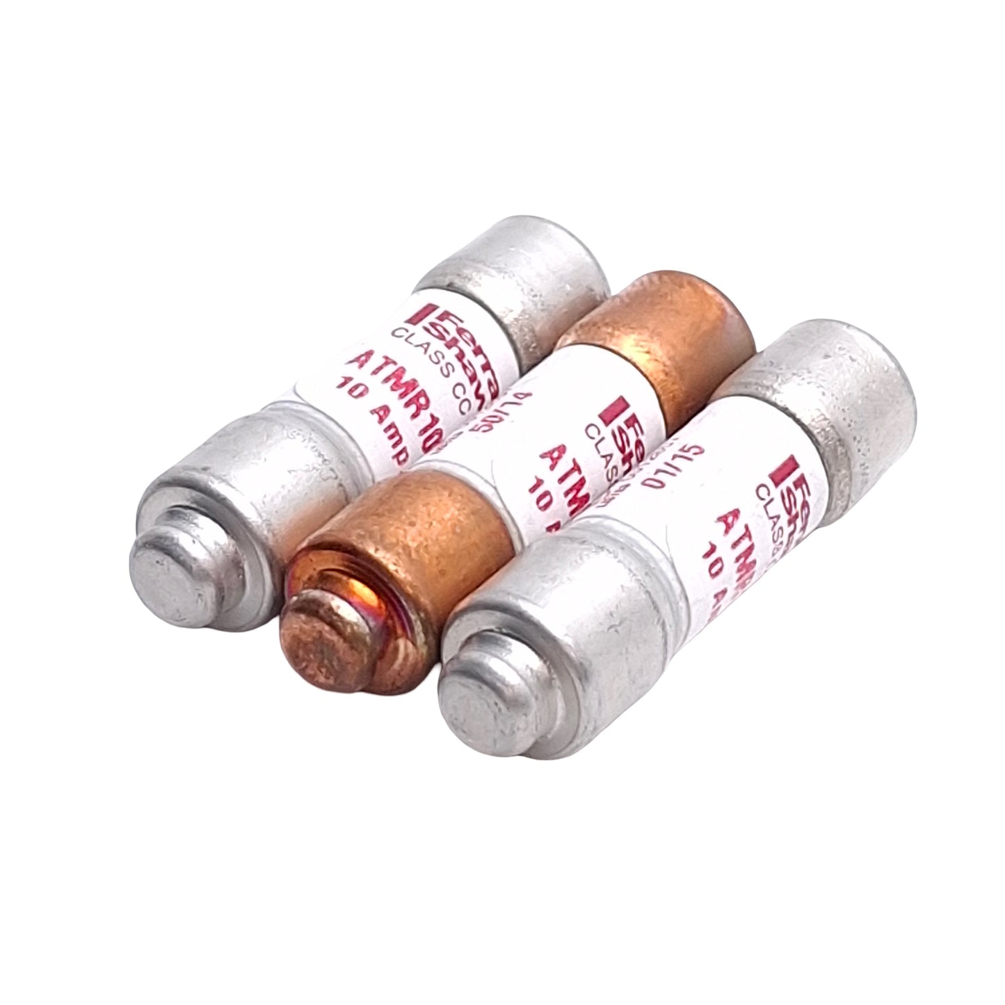 New Lot of 3 Mersen ATMR10 Fast Acting Fuses, 10 Amps, 600VAC, Class CC
