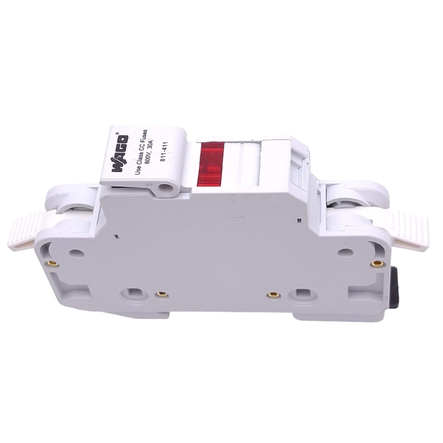Used Wago 811-411 Fuse Holder, Class CC 1-Pole, 600VAC/DC 30A Max, DIN Rail