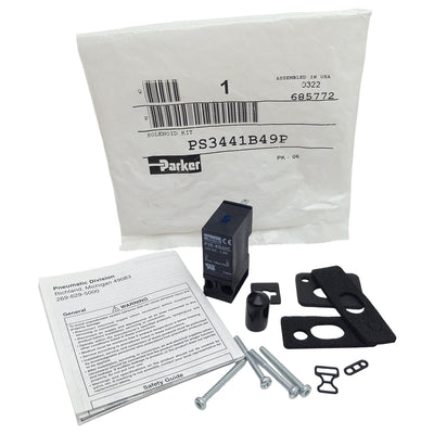 New Parker PS3441B49P Plug-In Solenoid Operator, 15mm, 145psi Max, 1.2W 24VDC Coil