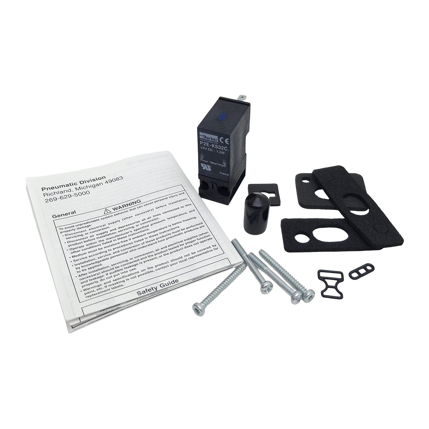 New Parker PS3441B49P Plug-In Solenoid Operator, 15mm, 145psi Max, 1.2W 24VDC Coil