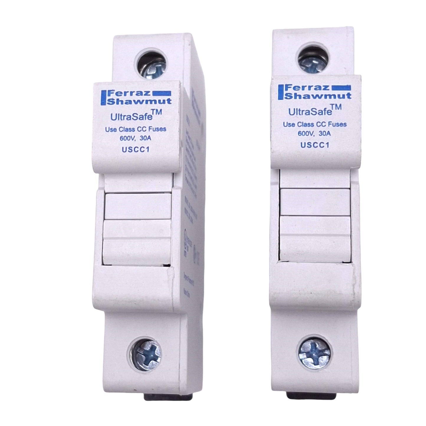Used Lot of 2 Ferraz Shawmut USCC1 B213441 UltraSafe Fuse Holders, Class CC 1-Pole