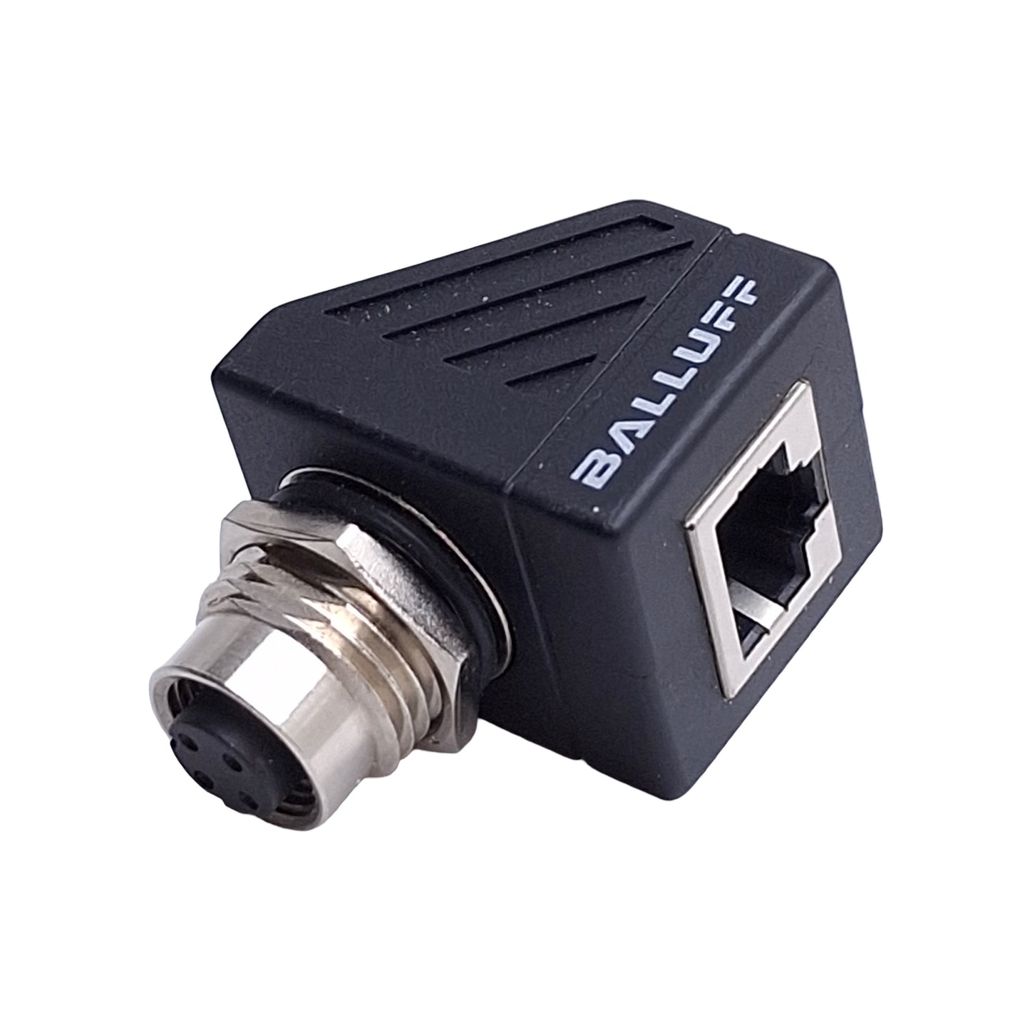 Used Balluff BCC085H Bulkhead Connector, M12 4-Pin Female to RJ45, 60VAC/DC 0.5A