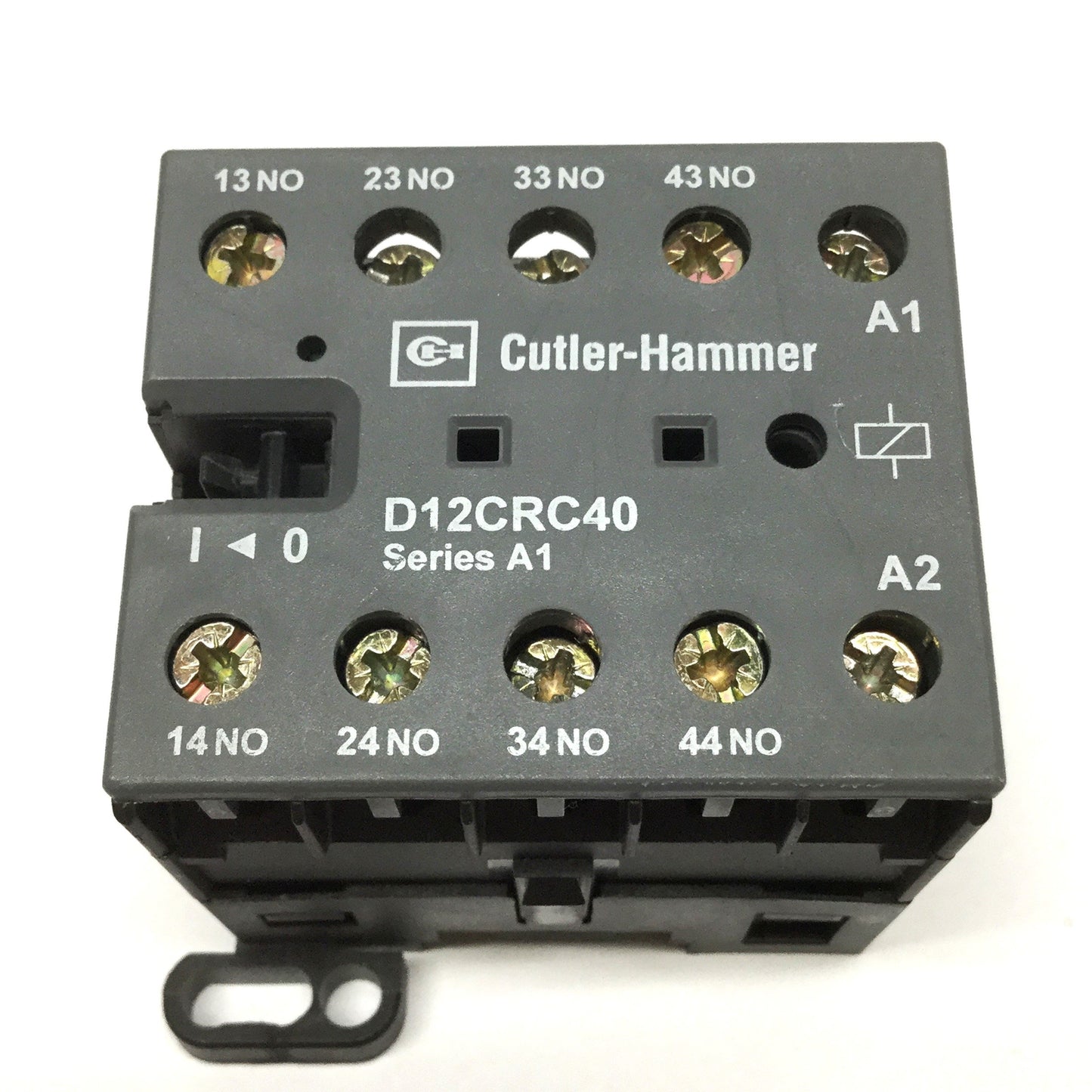 Used Cutler Hammer D12CRC40T1 Control Relay, 4-Pole NO, 24VDC Coil, 5A 600VAC
