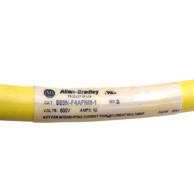 Used Allen Bradley 889N-F4AFNM-1 QD Cable Cordset, 4-Pin Mini Plus, 600V 10A, 1m