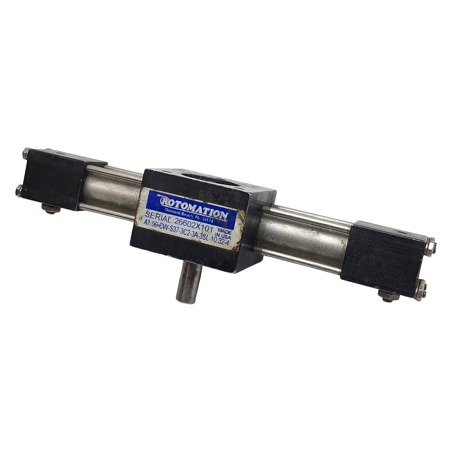 Used Rotomation A1-90-CW-S37-3C2-3A-3SL-1032-4 Rotary Actuator ø5/8in Bore, 90° Angle