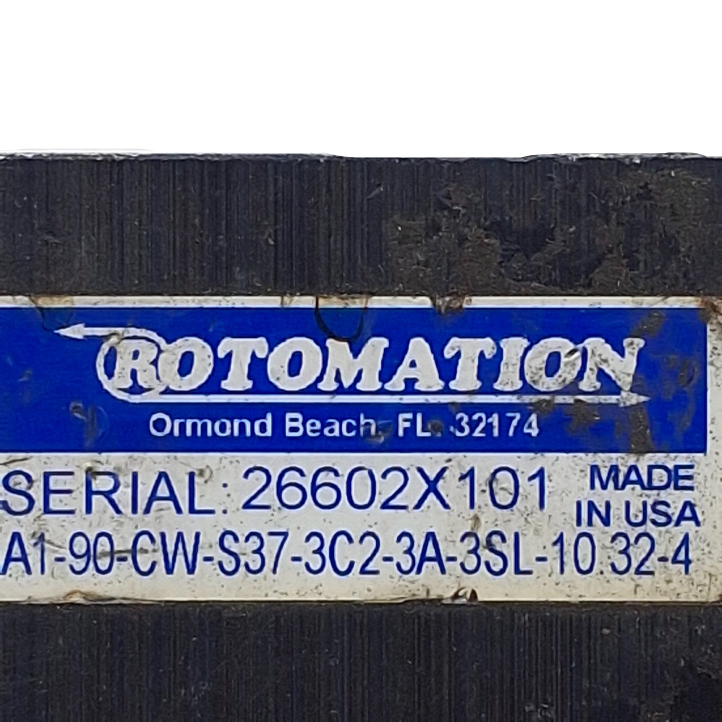 Used Rotomation A1-90-CW-S37-3C2-3A-3SL-1032-4 Rotary Actuator ø5/8in Bore, 90° Angle
