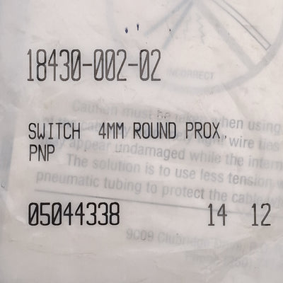 New Phd 18430-002-02 DC Inductive Proximity Switch, PNP, 10-30VDC, ø4mm Round, 2m