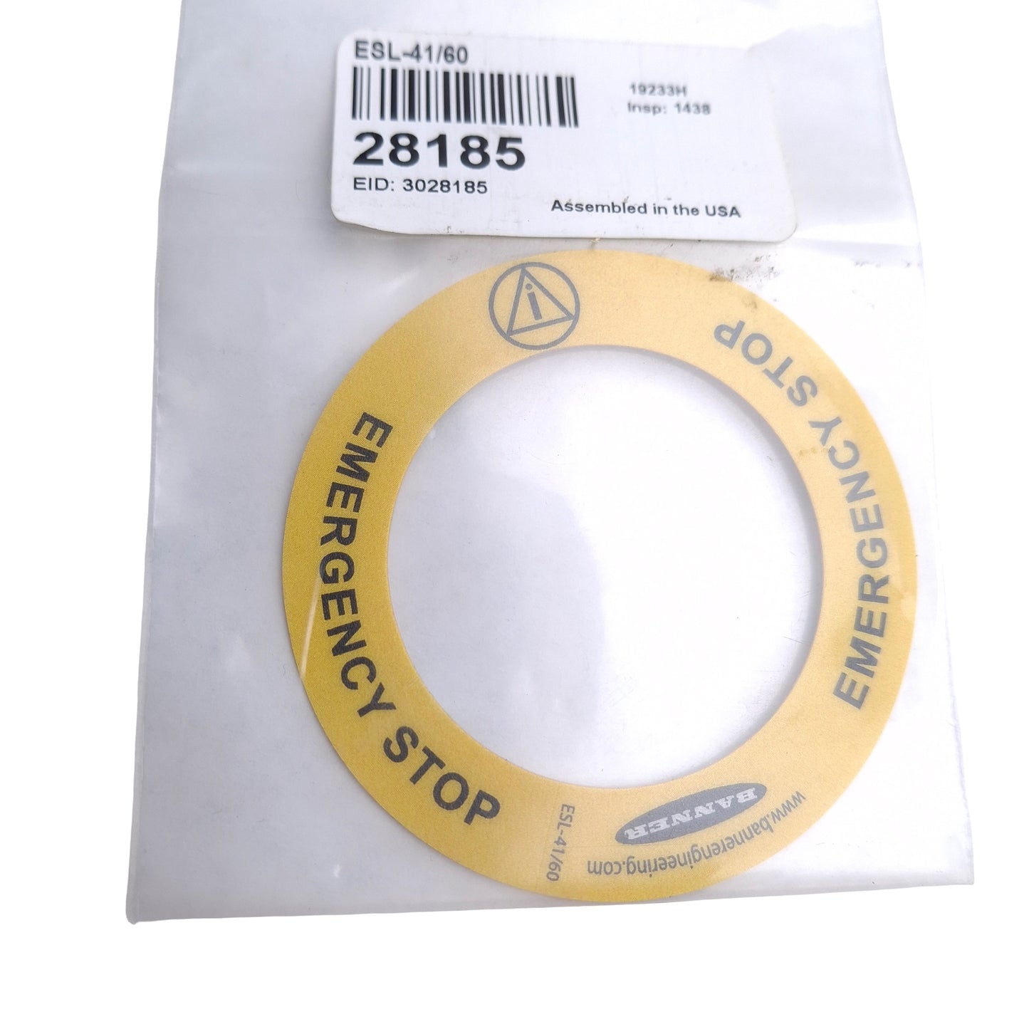 New Lot of 3 Banner Engineering ESL-41/60 Adhesive Backed E-Stop Plate, 60mm x 41mm