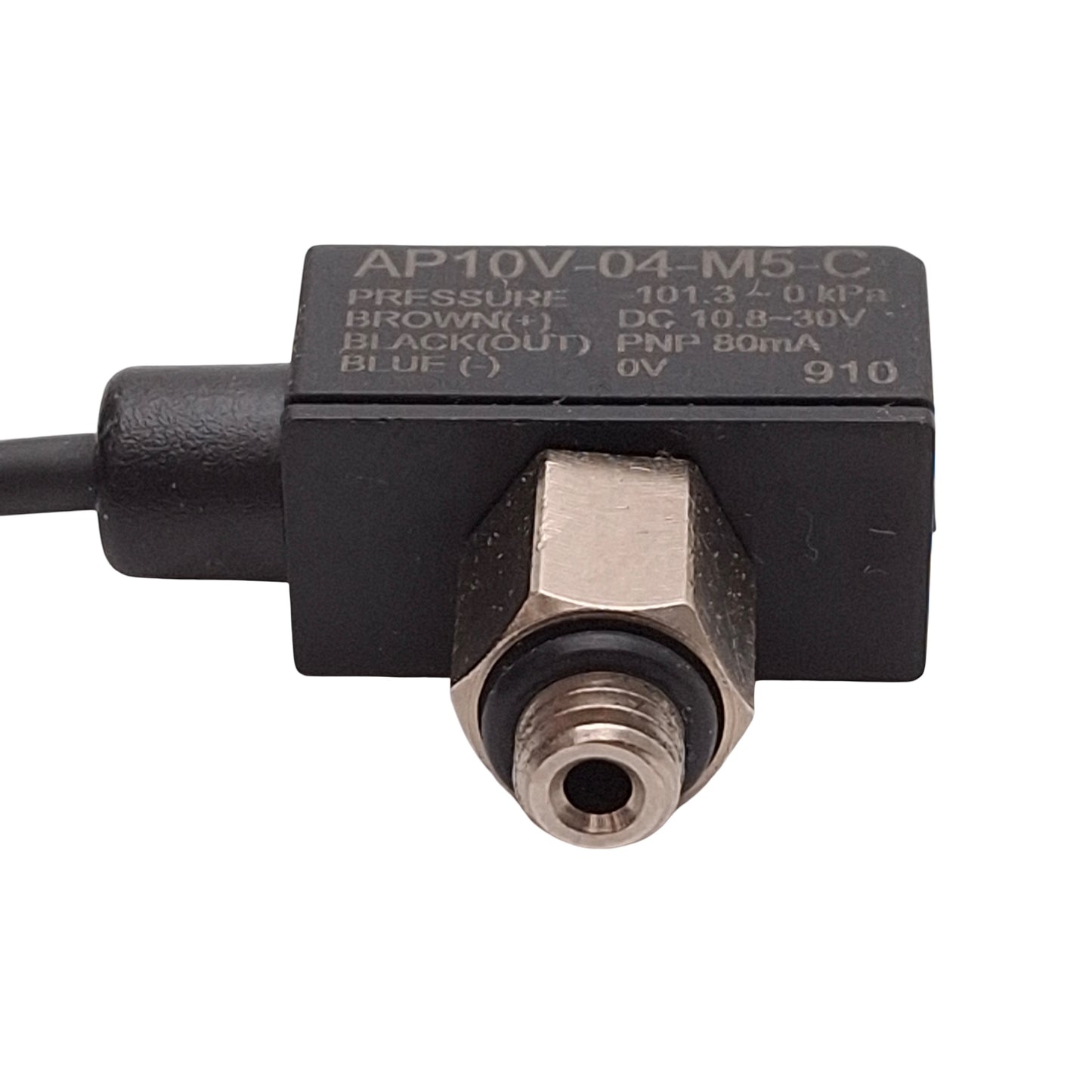 Used Adsens AP10V-04-M5-C Pressure Sensor, -101.3~0.0kPa, PNP, 10.8-30VDC, M8 3-Pin
