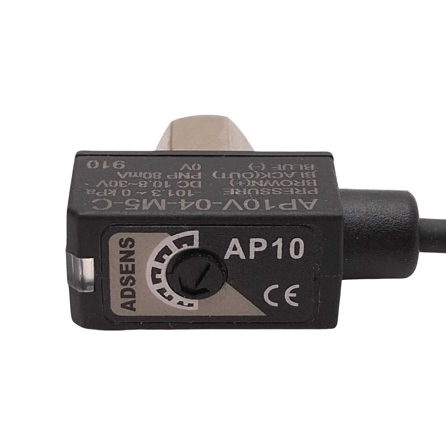 Used Adsens AP10V-04-M5-C Pressure Sensor, -101.3~0.0kPa, PNP, 10.8-30VDC, M8 3-Pin