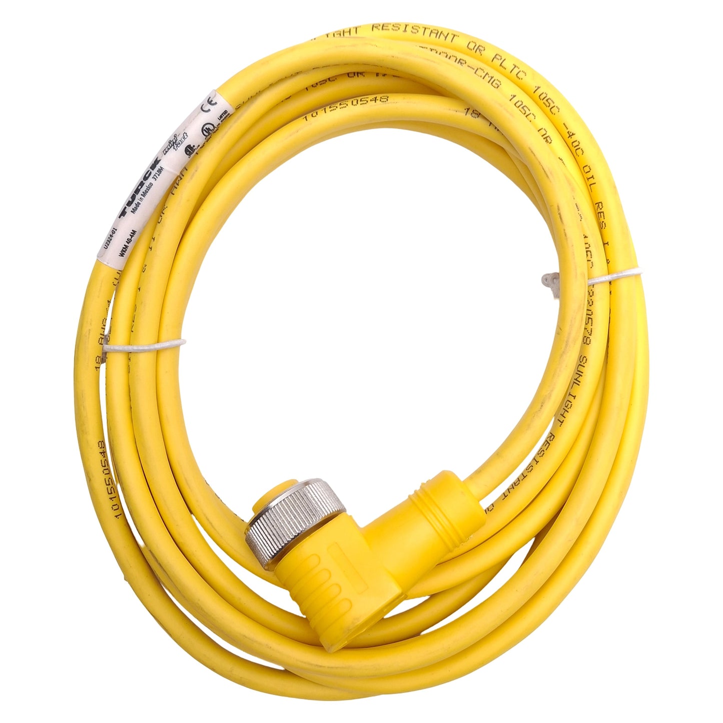 Used Turck WKM 40-4M Single Ended Cableset 7/8" Right-angle 4-Pin Female-Flying Leads
