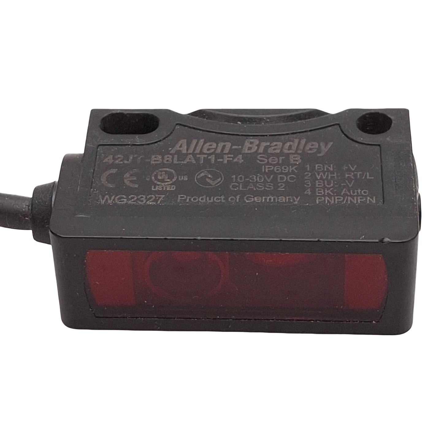 Used Allen Bradley 42JT-B8LAT1-F4 Photoelectric Sensor 120mm Range 10-30VDC M12 4-Pin