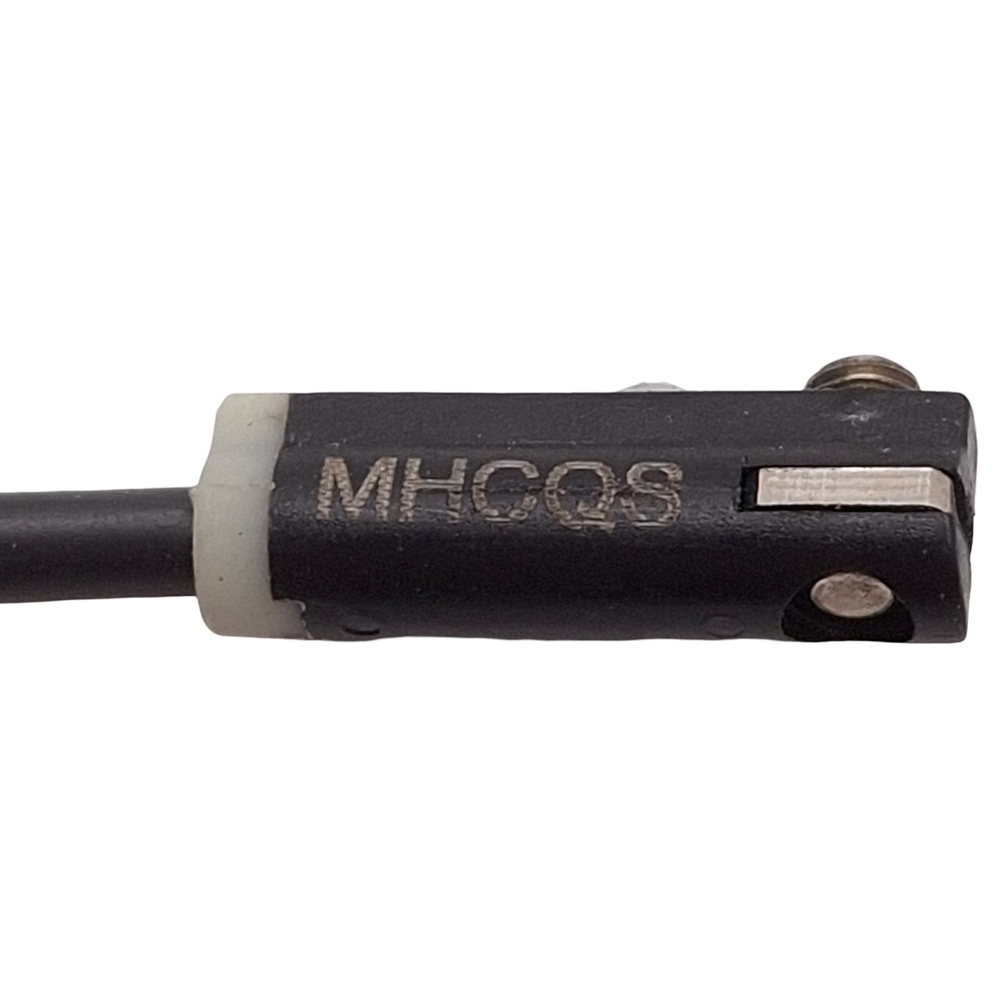 Used Bimba MHCQS Mini EdgeSwitch Sourcing Switch, PNP, Solid State, 5-28VDC, M8 3-Pin