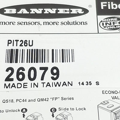 New Banner PIT26U 26079 Inline Plastic Fiber Optic ø0.5mm Core, 2m Length, M3 Barrel