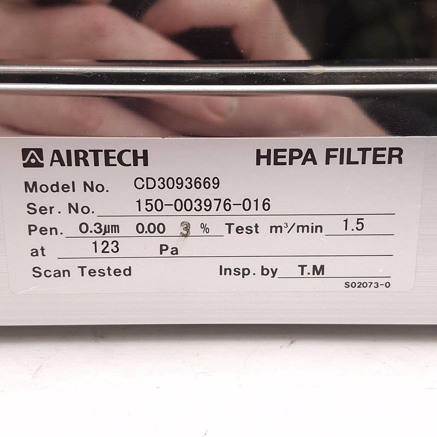 Used Airtech MAC-IIA-10 EC-MAC/AC HEPA Filter Fan Unit, 0.3µm, 250x250x50mm, 100VAC