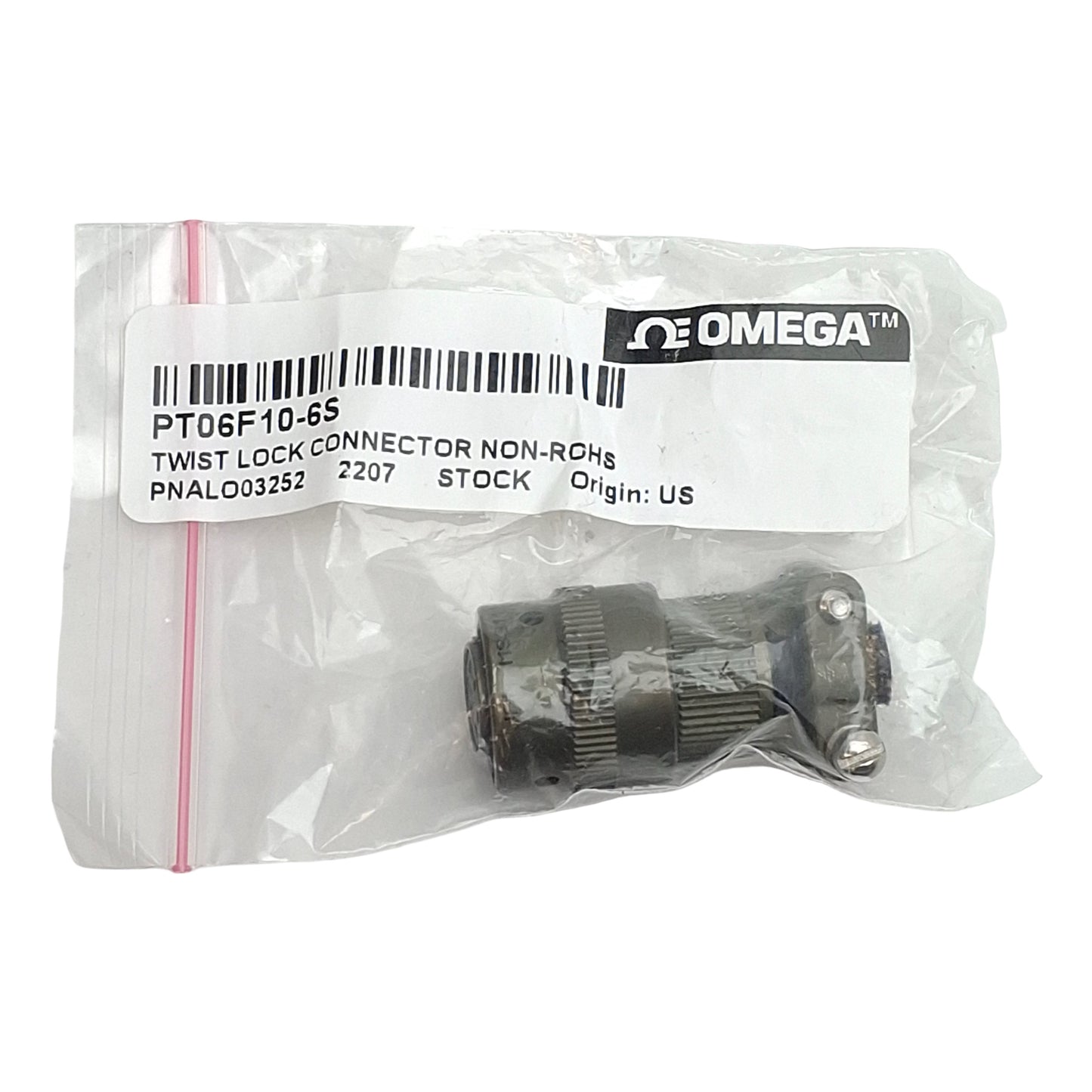 New Omega PT06F10-6S Twist Lock Connector, 6-Pin PT Female, #20AWG, 30psi, 7.5A 55mV