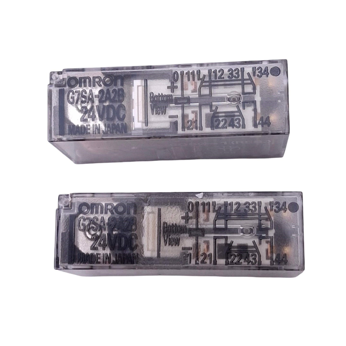 Used Lot of 2 Omron G7SA-2A2B DC24 Relays, 2NO 2NC, 7-Pin, 6A Max, 24VDC Coil