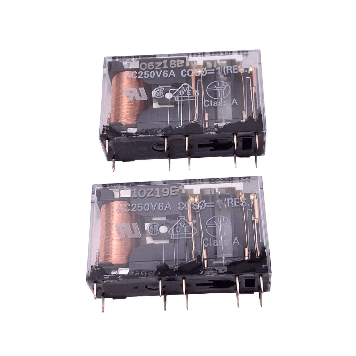 Used Lot of 2 Omron G7SA-2A2B DC24 Relays, 2NO 2NC, 7-Pin, 6A Max, 24VDC Coil