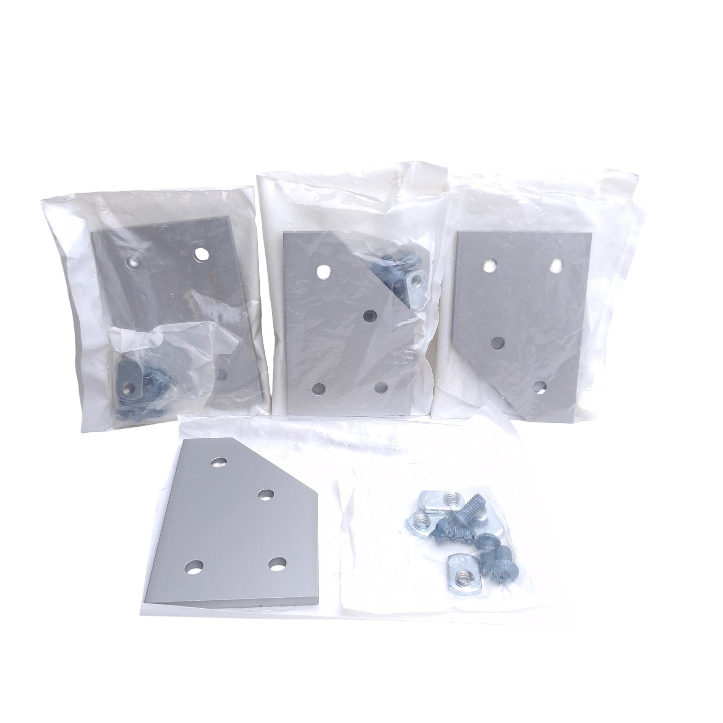 New Lot of 4 80/20 40-4361 Angled Flat Plate, 40 Series, 4-Hole, 60 Degree
