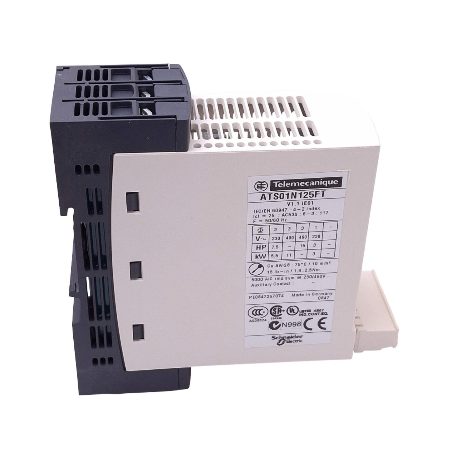 Used Telemecanique ATS01N125FT Altistart 01 Soft Starter, 110-480VAC, 11kW Max