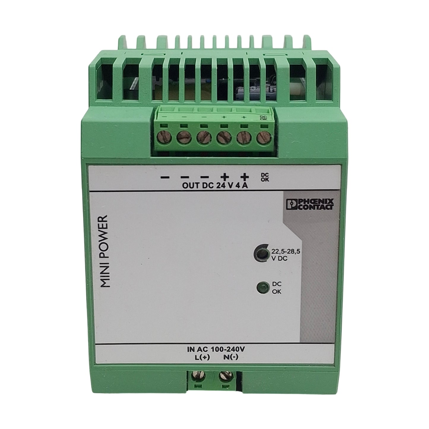 Used Phoenix Contact MINI-PS-100-240AC/24DC/4 Power Supply 100-240VAC In 4A 24VDC Out