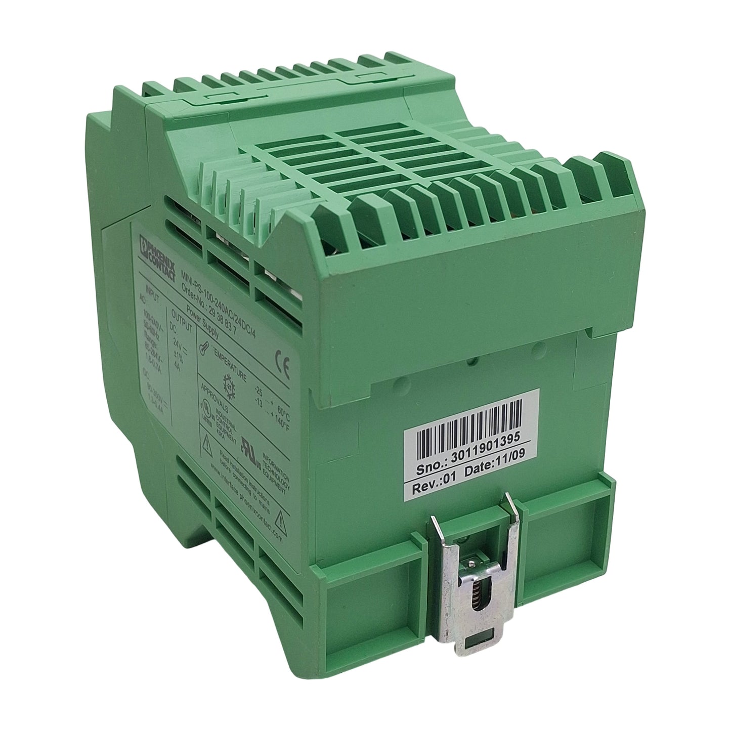 Used Phoenix Contact MINI-PS-100-240AC/24DC/4 Power Supply 100-240VAC In 4A 24VDC Out