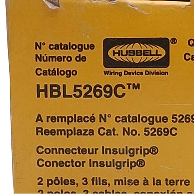 New Hubbell HBL5269C Electrical Plug, 125VAC Supply, 15A, 2-Pole, NEMA 5-15R