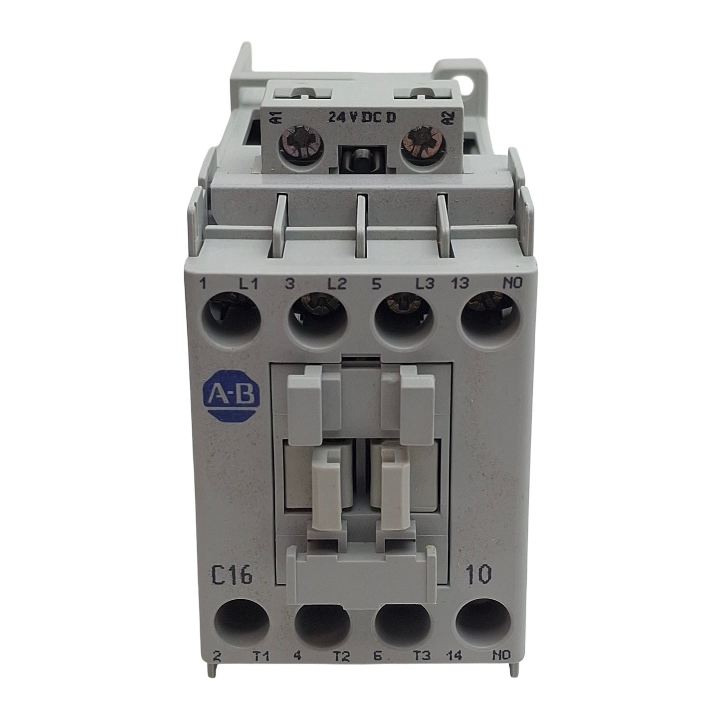 Used Allen Bradley 100-C16DEJ10 Ser B Contactor, 3-Pole 1N.O., 16A 600VAC, 24VDC Coil