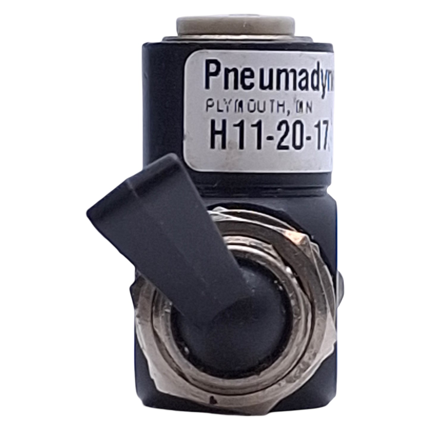 Used Pneumadyne H11-20-17 Toggle Control Valve 1/8" NPT Input, 5/32 Push-In Output