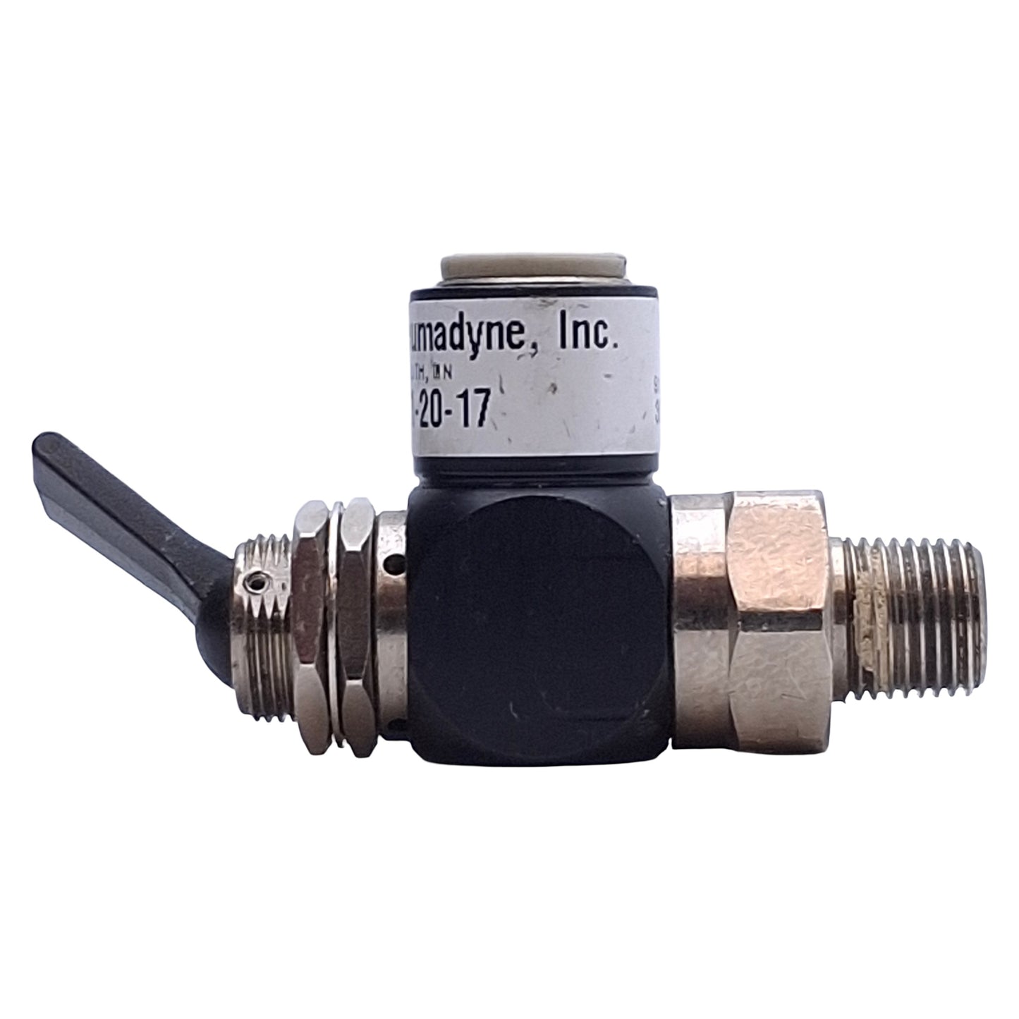 Used Pneumadyne H11-20-17 Toggle Control Valve 1/8" NPT Input, 5/32 Push-In Output