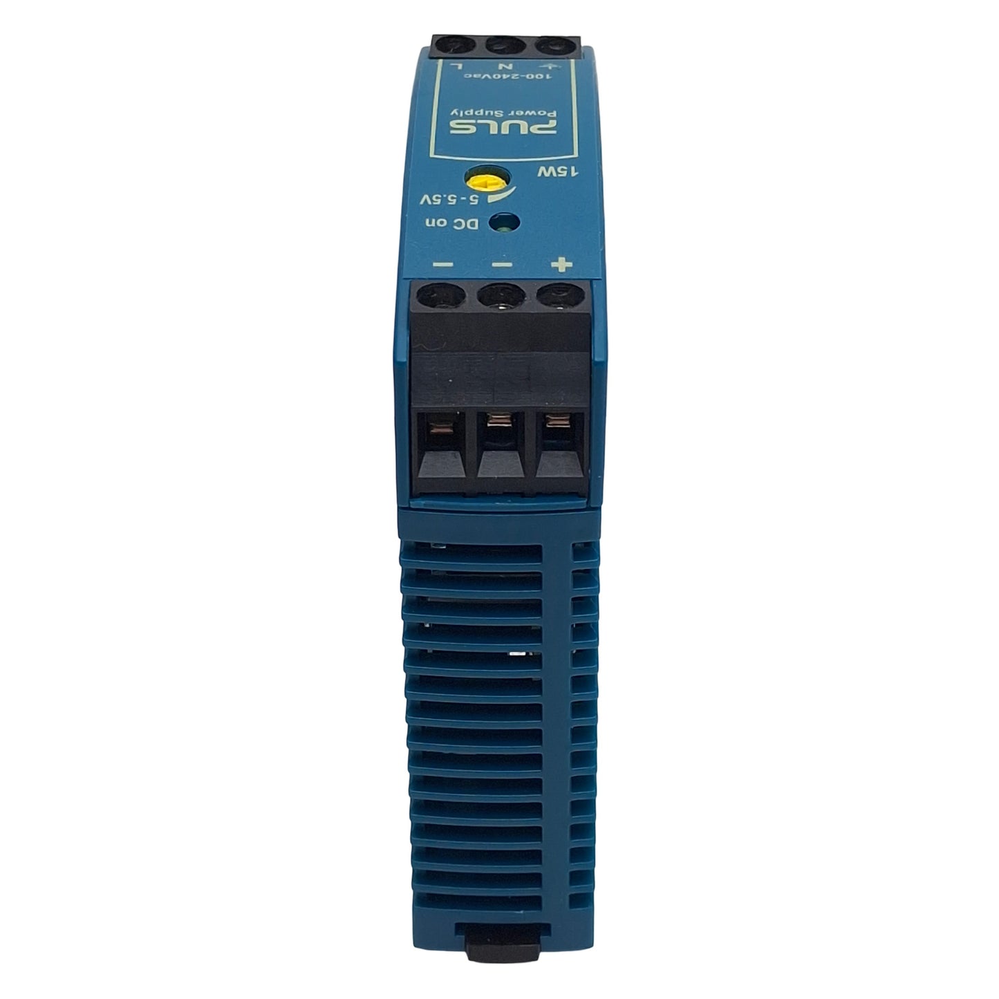 Used PULS ML15.051 Power Supply, 240VAC/300VDC In, 3A 5-5.5VDC 15W Out, DIN Rail