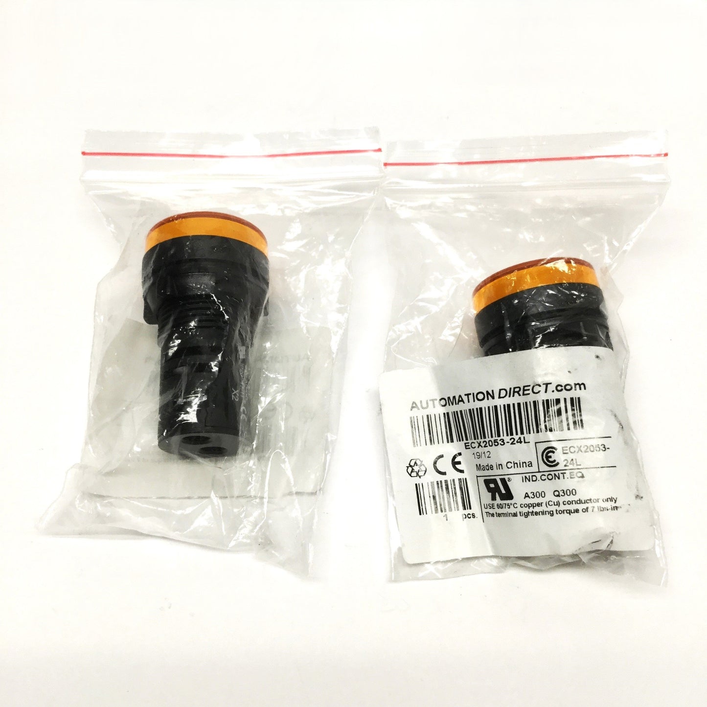 New Lot of 2 Automation Direct ECX2053-24L LED Indicating Light, Yellow, 30mm, 24V