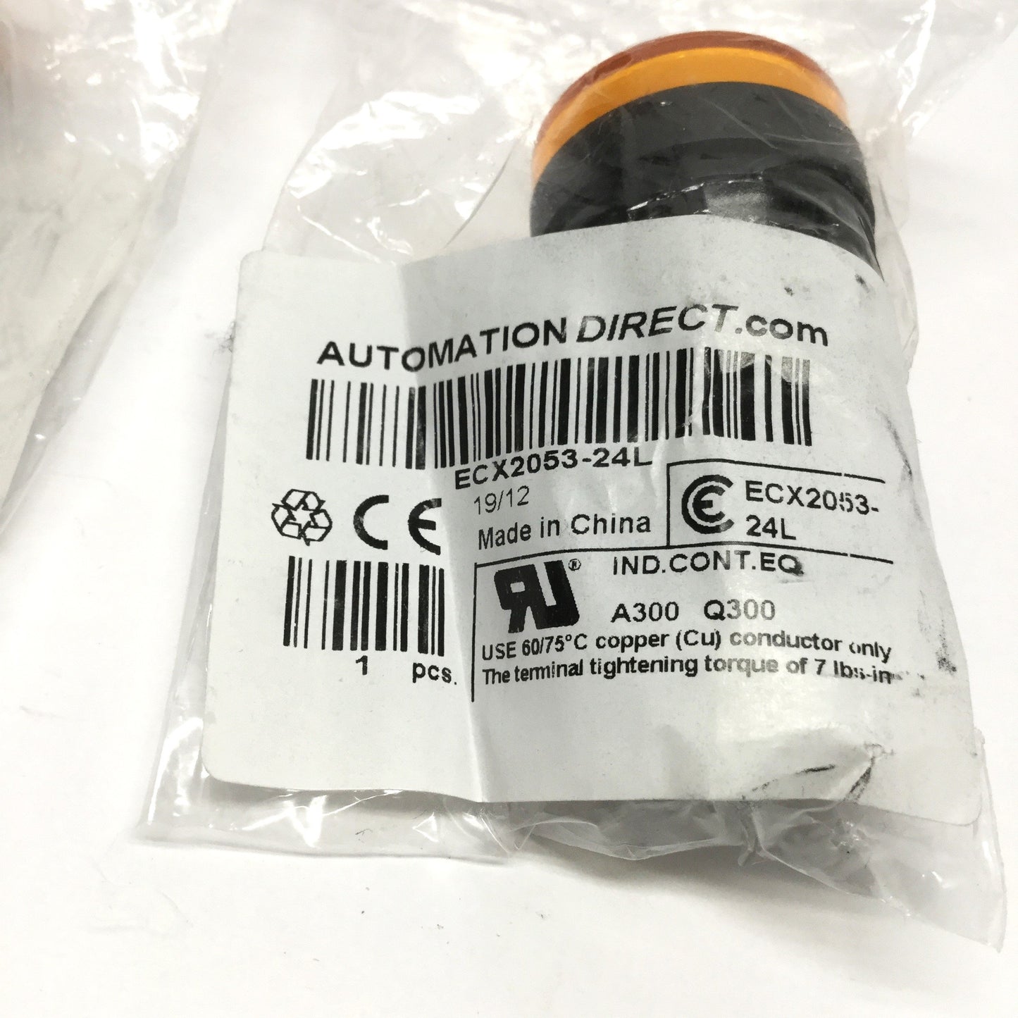 New Lot of 2 Automation Direct ECX2053-24L LED Indicating Light, Yellow, 30mm, 24V