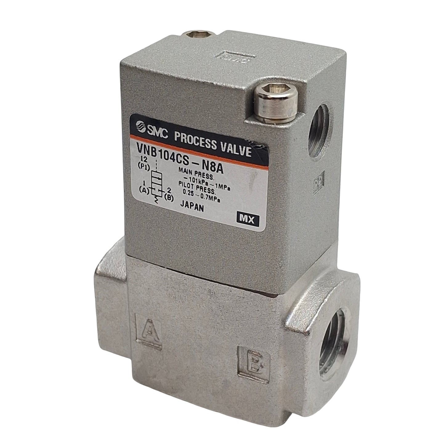 Used SMC VNB104CS-N8A Pneumatic Process Valve, 2-Way, 1/4in NPT, -101kPa~1MPa, 0.8Cv