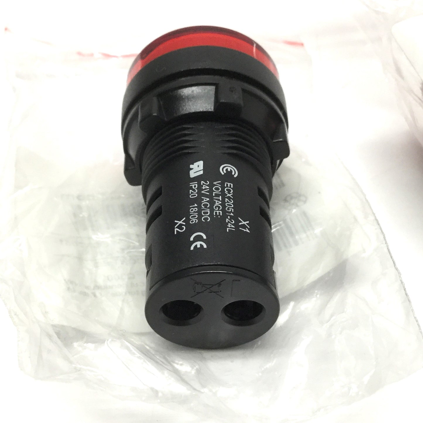 New Lot of 2 Automation Direct ECX2051-24L LED Indicating Light, Red, 30mm, 24V