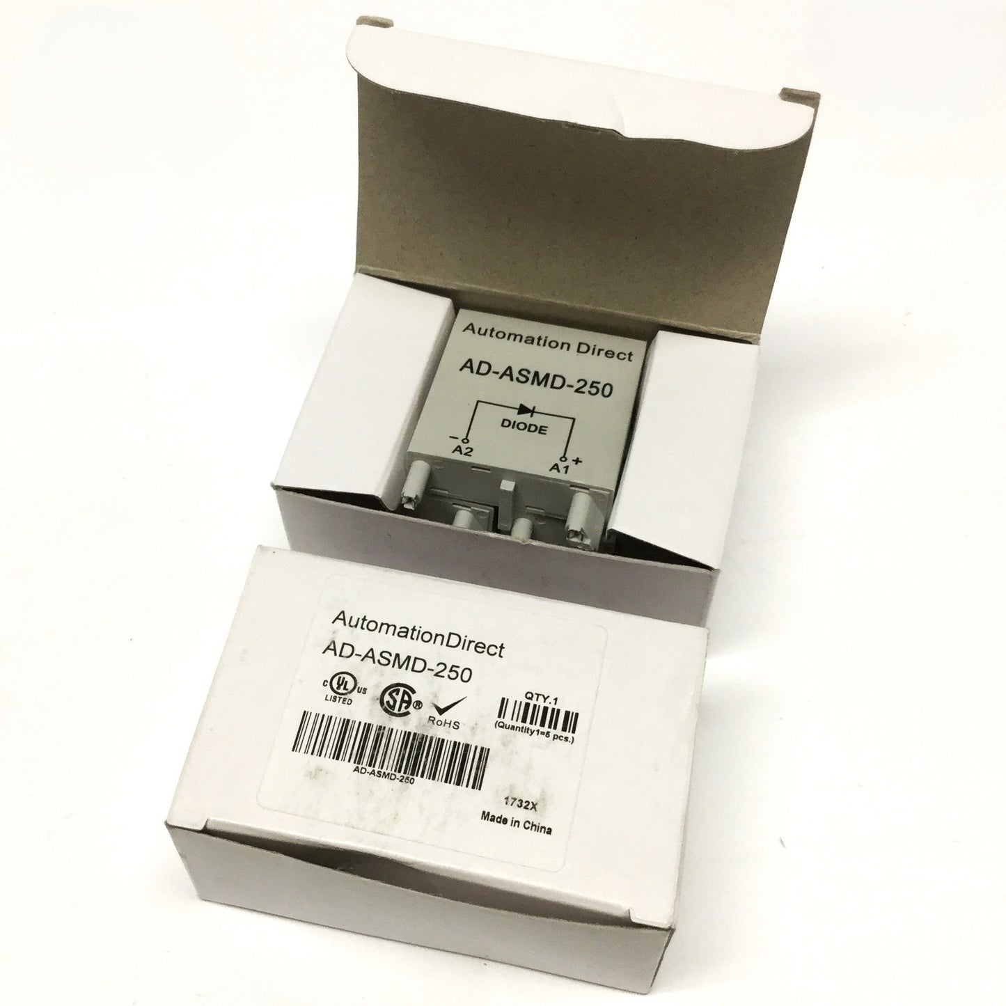 New Lot of 10 Automation Direct AD-ASMD-250 Relay Protection Diode Module, 6-250VDC