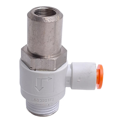 New Lot of 3 SMC AS3201F-N03-07SD Pneumatic Flow Control Elbow, 3/8 NPT to 1/4in OD
