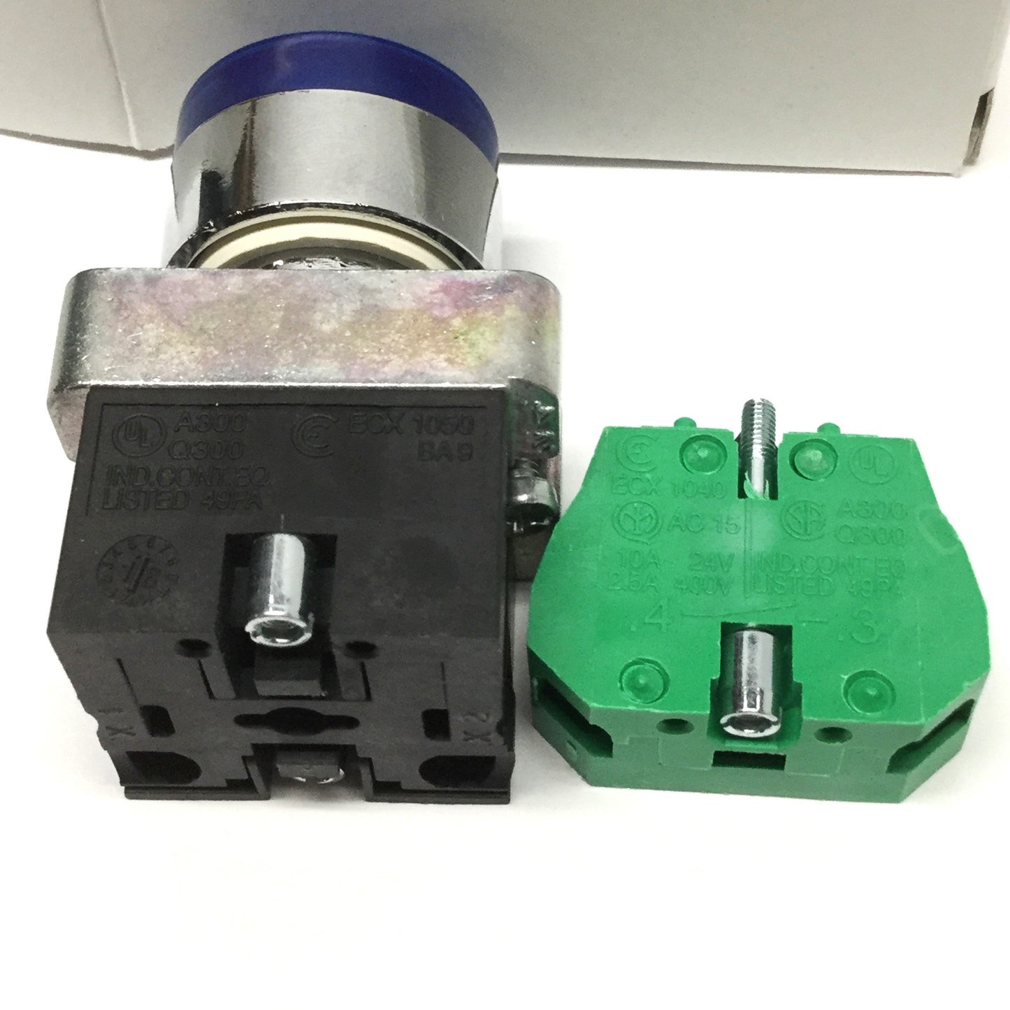 Used Automation Direct GCX1204-24L LED Pushbutton Switch, 22mm, Blue, Momentary, 1NO