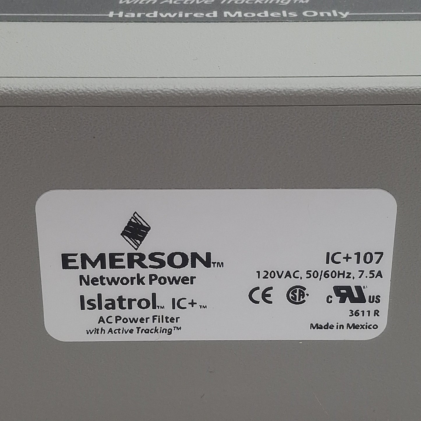 Used Emerson Islatrol IC+107 Active Tracking Noise Filter, 120VAC, 8A, 100kHz-50MHz