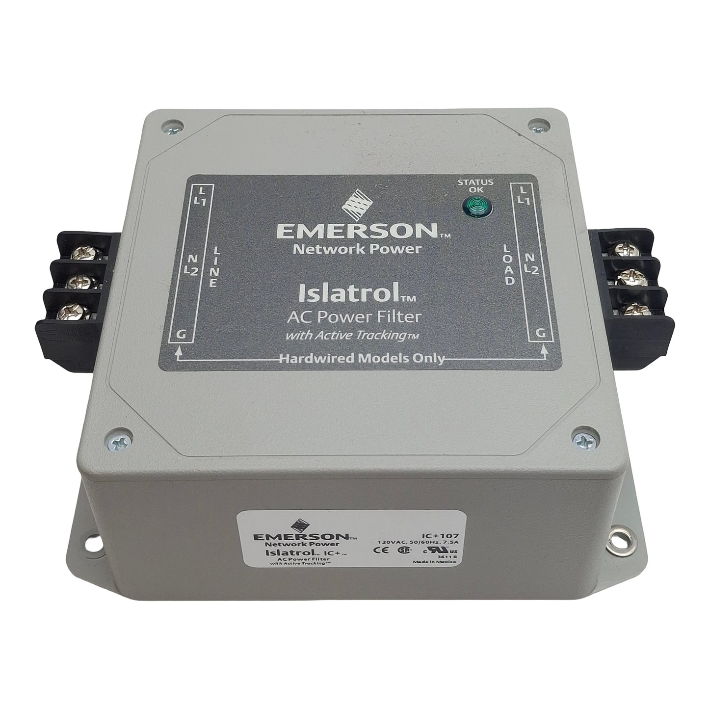 Used Emerson Islatrol IC+107 Active Tracking Noise Filter, 120VAC, 8A, 100kHz-50MHz