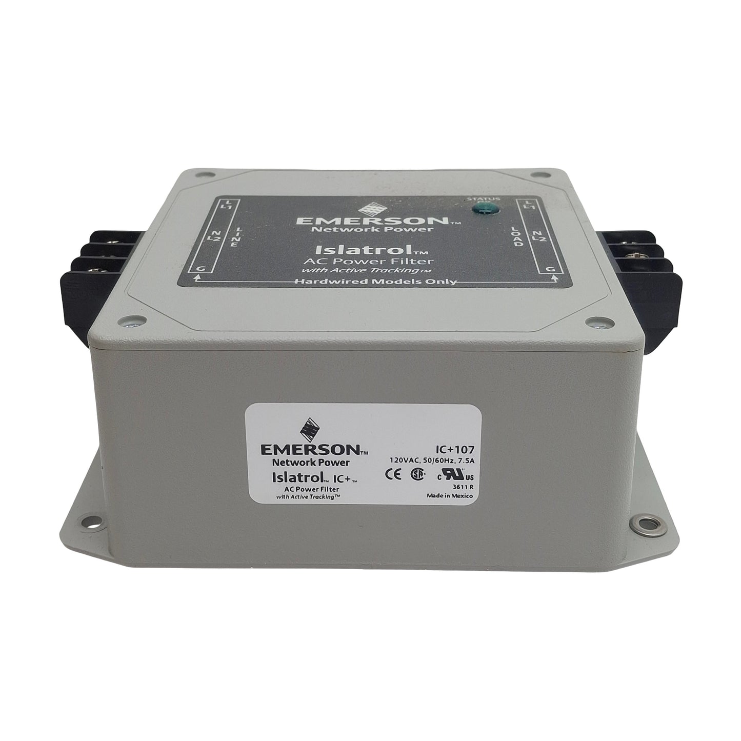 Used Emerson Islatrol IC+107 Active Tracking Noise Filter, 120VAC, 8A, 100kHz-50MHz