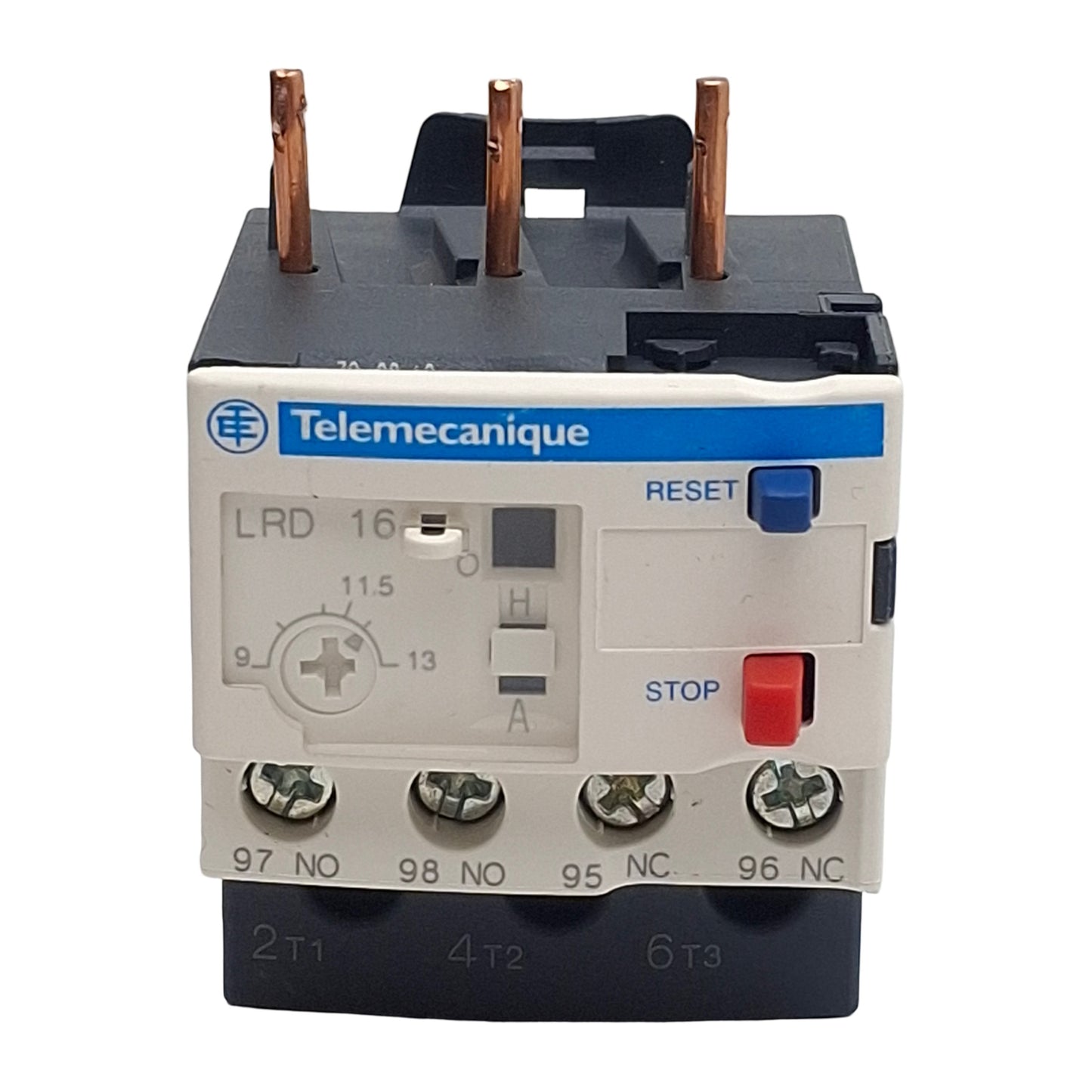Used Telemecanique LRD16 Thermal Overload Relay 3-Pole 1NO+1NC 9-13A Range 10A 600VAC