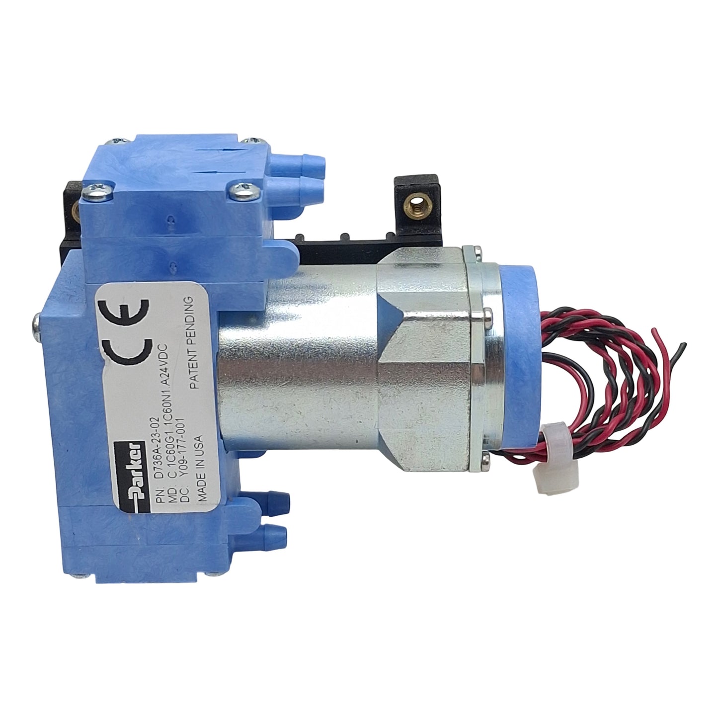 Used Parker D736A-23-02 Diaphragm Pump, 11L/min Flow, 20psi Max, 3700RPM, 24VDC