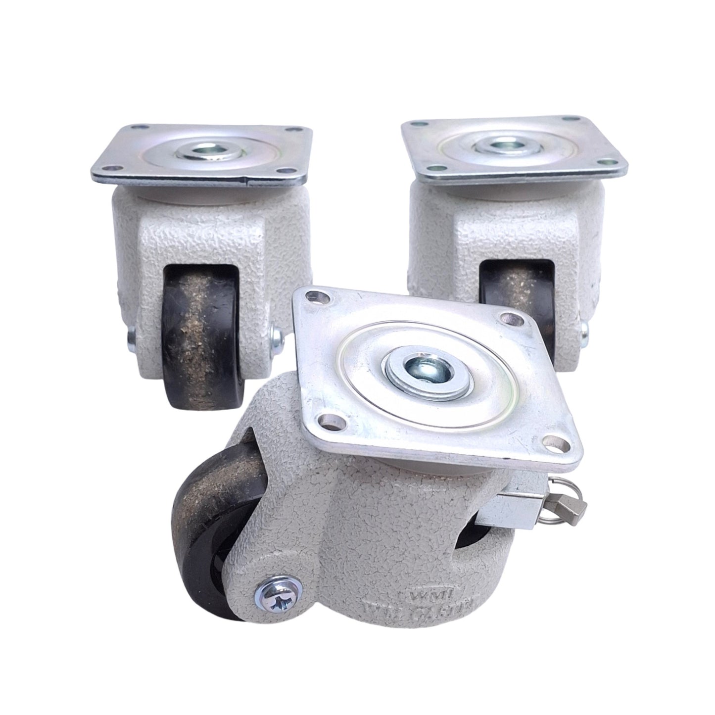 Used Lot of 3 WMI Caster WMI-60 Swivel Plate Leveling Caster W/ Level Lock, 375lb Cap