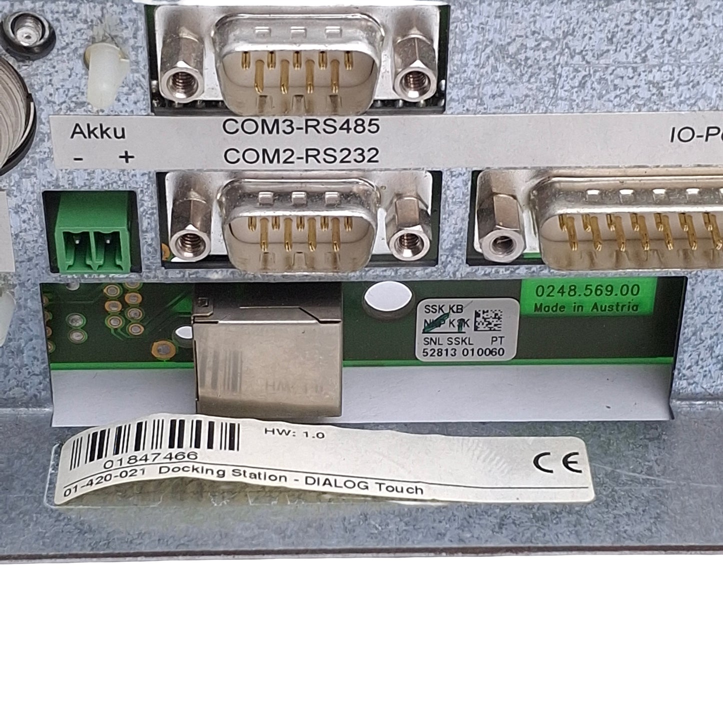 Used Sigmatek 01-420-021 DIALOG Touch Docking Station, 24VDC, RS485 & RS232