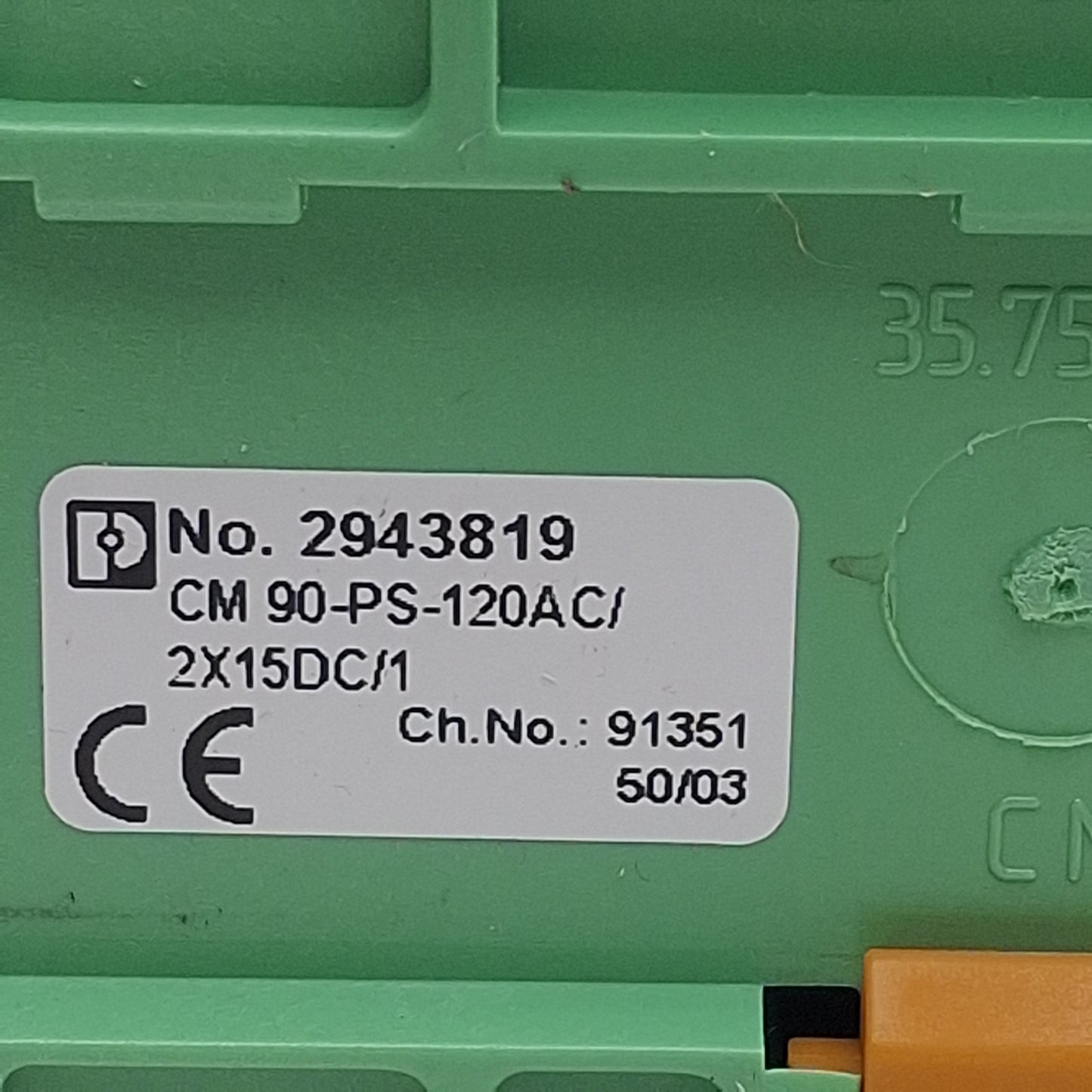 Used Phoenix Contact CM 90-PS-120AC/2x15DC/1 Power Supply, 120VAC In, 1A 15VDC Out