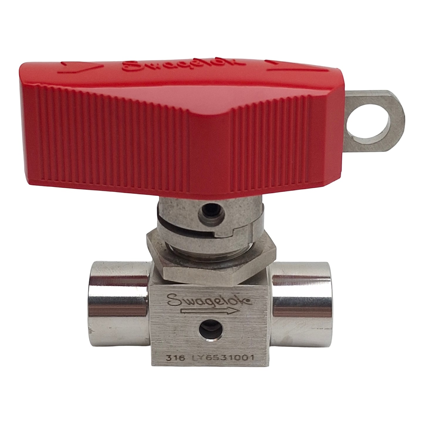 Used Swagelok SS-43GVF4-LL-RD Ball Valve, 2-Way, 1/4in NPT, 500psi Max, 0.9Cv