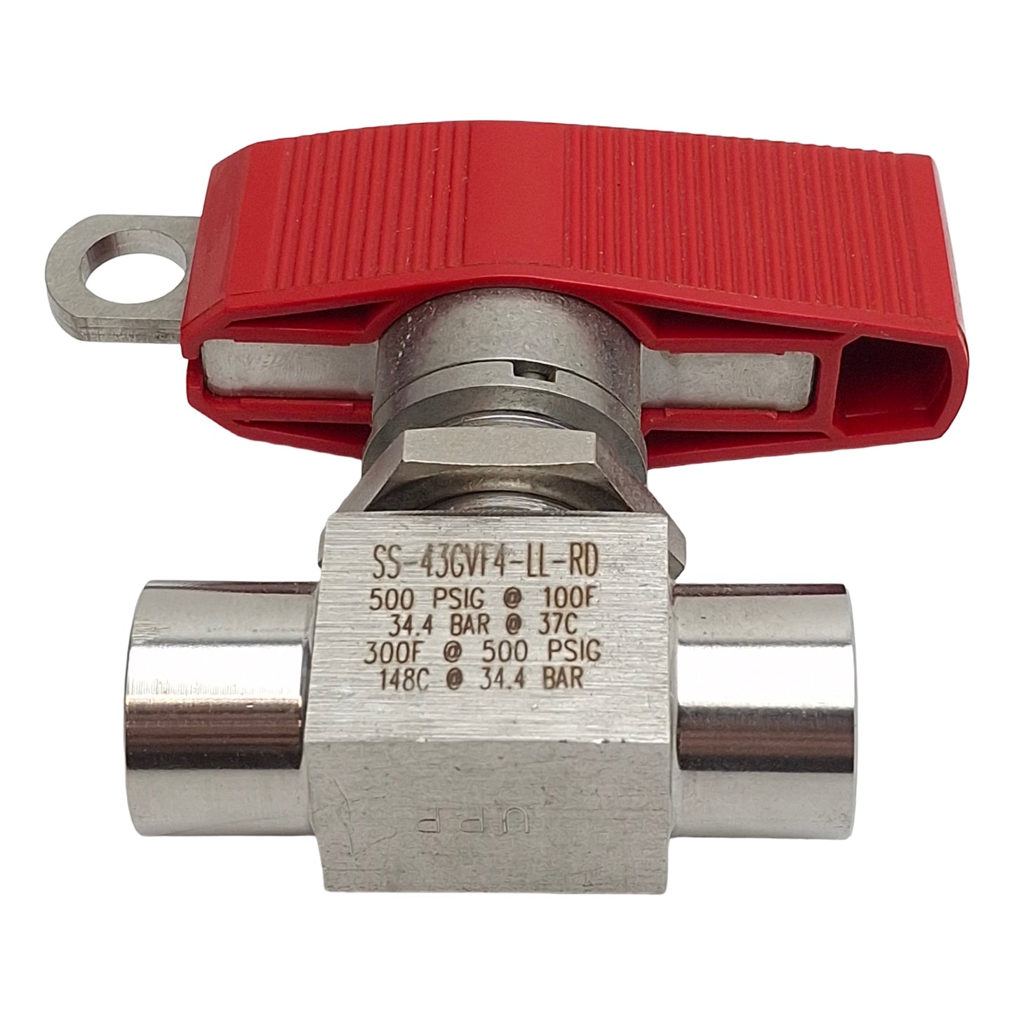 Used Swagelok SS-43GVF4-LL-RD Ball Valve, 2-Way, 1/4in NPT, 500psi Max, 0.9Cv