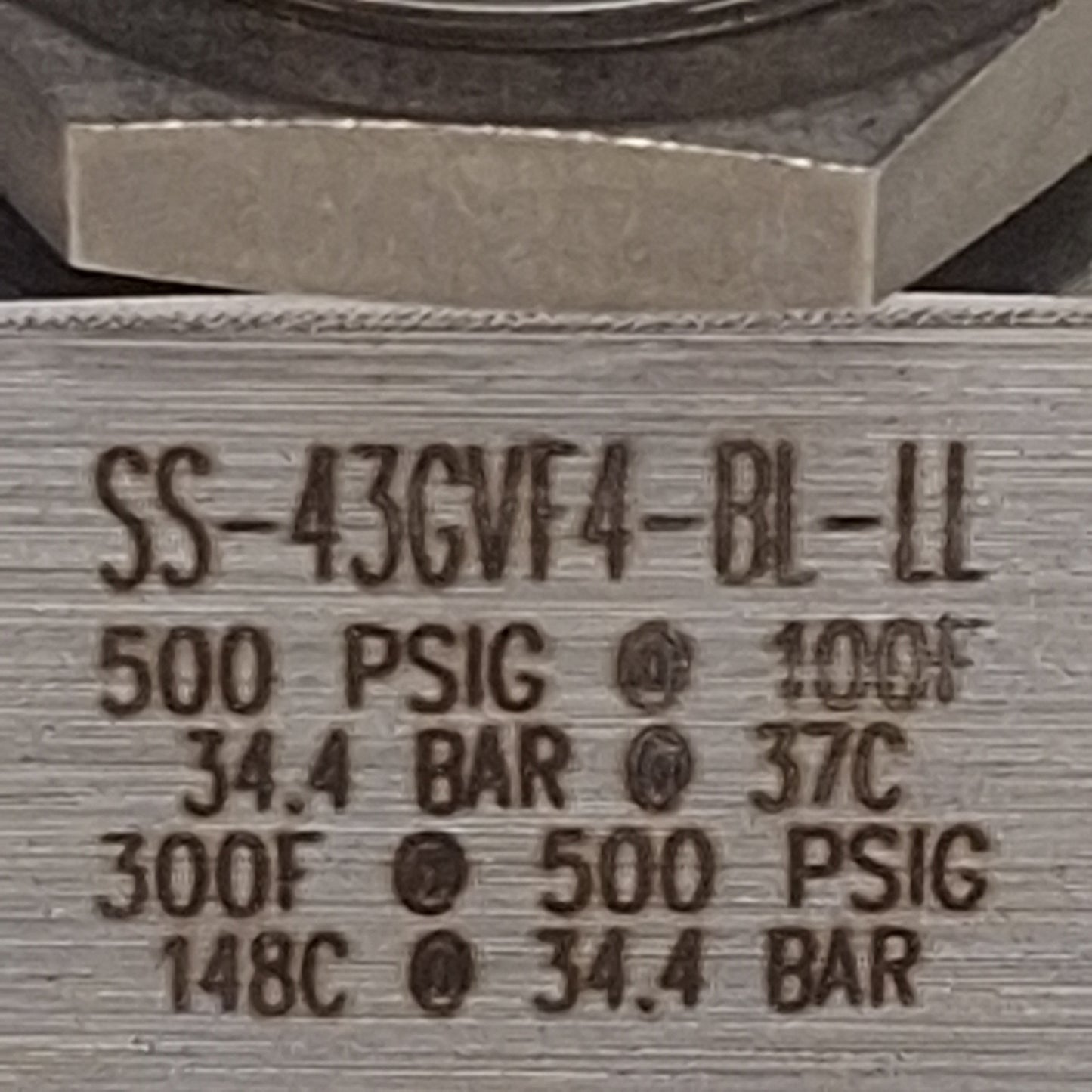 Used Swagelok SS-43GVF4-BL-LL Ball Valve, 2-Way, 1/4in NPT, 500psi Max, 0.9Cv